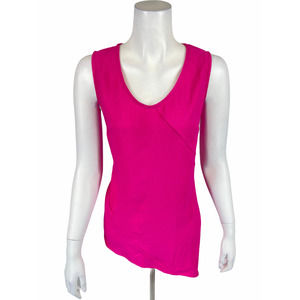 BROOKE SHIELDS Timeless Sleeveless Woven Top with Asymmetric Hem Fuchsia Size 6